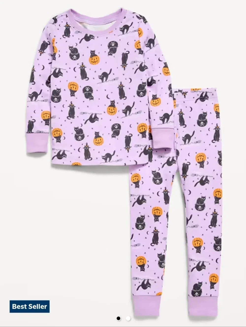 NEW Old Navy Kids Halloween Dress Pajamas Black Cat Pumpkin Purple Girls 5T XS